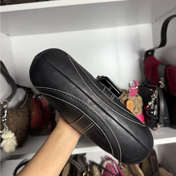 ࣪Black Coach Leather Soho Flap Buckle Shoulder Bag - Picture 9 of 10